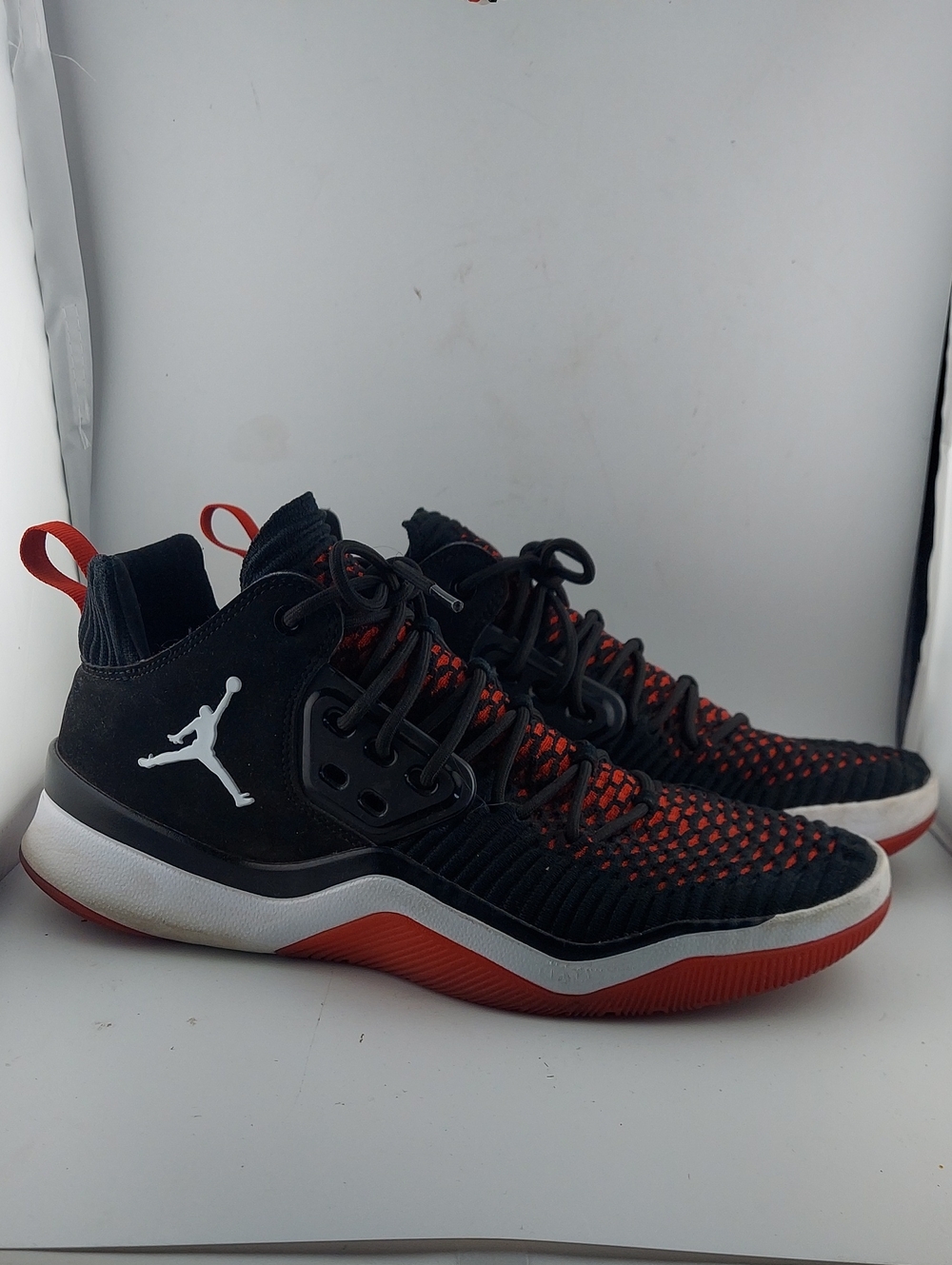 Jordan Men’s Black & Red Knit Basketball Shoes